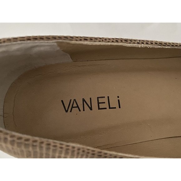 Vintage Vaneli Womens Tan Mini Lizard Print Suede Heels Slip Foam Pad Insole 8S‎ - Picture 8 of 12